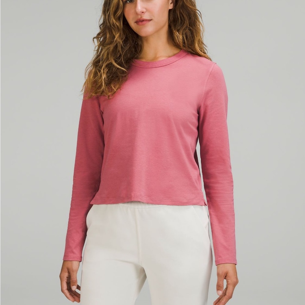 Lululemon classic fit cotton blend long sleeve shirt brier rose
